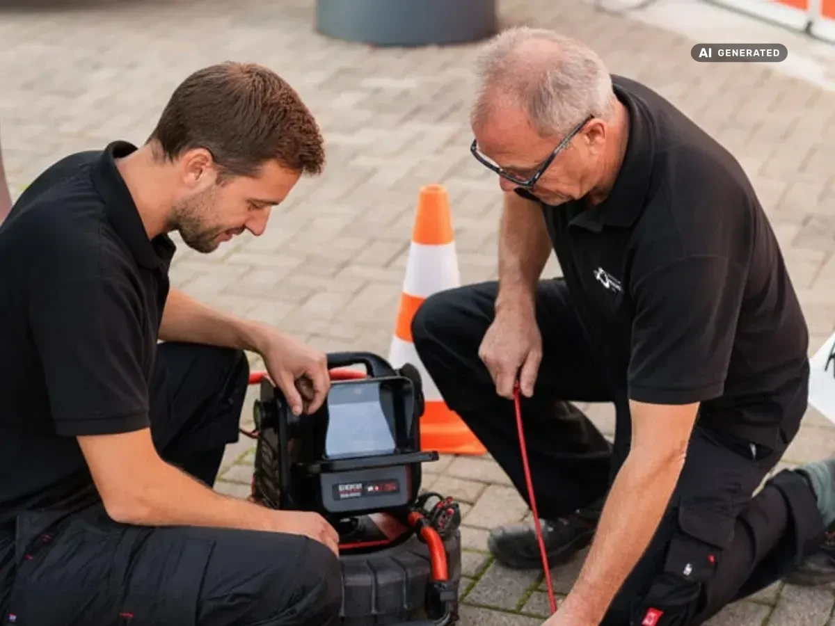 Einsatzteam von Rohrreinigung Rocket bei der Kanalinspektion in Essen